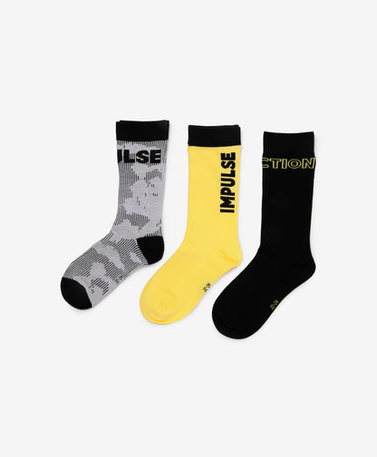 Gulliver Gray, black, yellow Socks set of 3 pairs for Boy