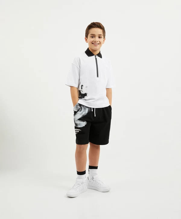 Gulliver Black Cotton Fleece Shorts for Boy Junior-Matrix