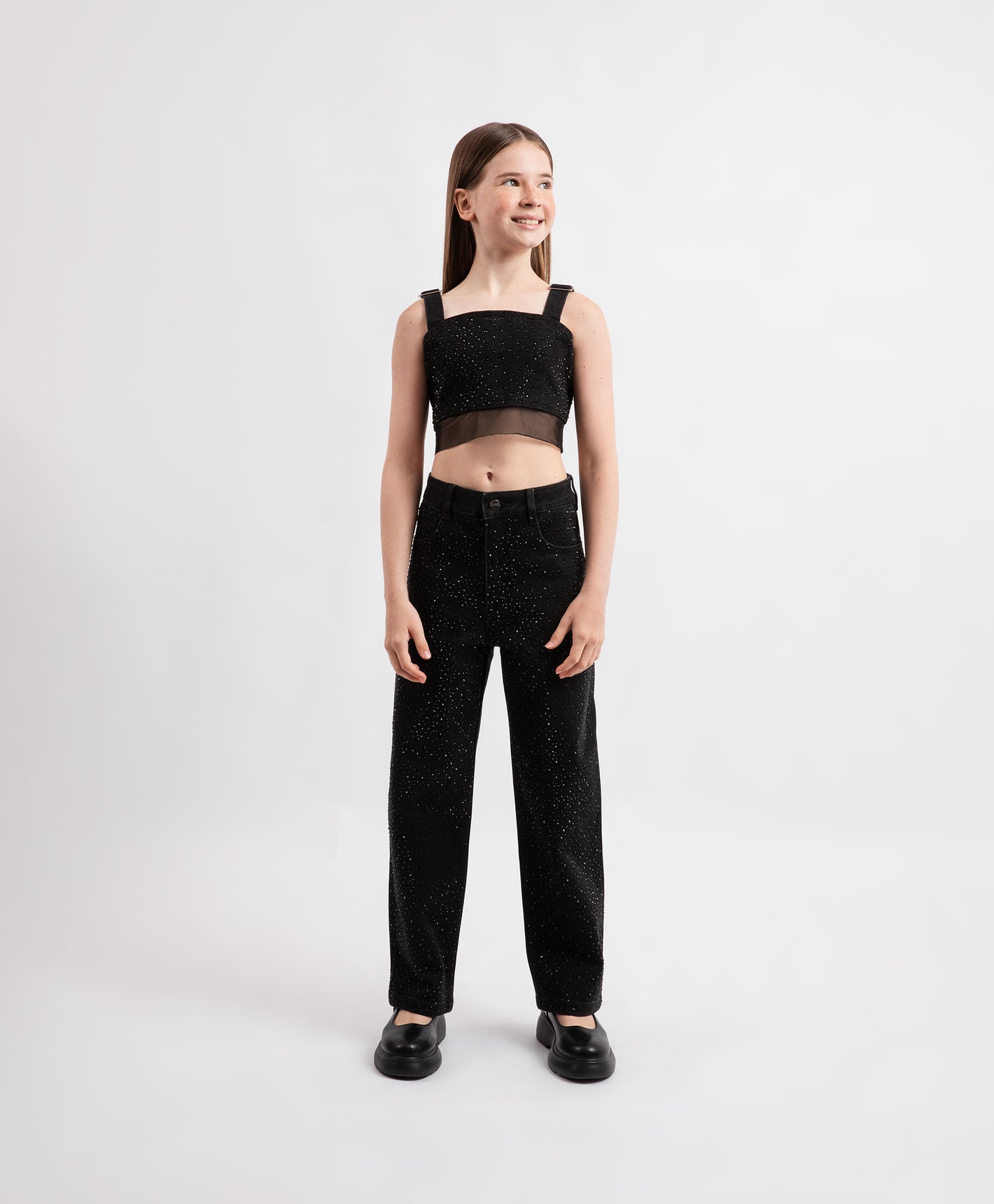 Gulliver Girls Black Straight Jeans with Rhinestones Junior - Rose Quartz