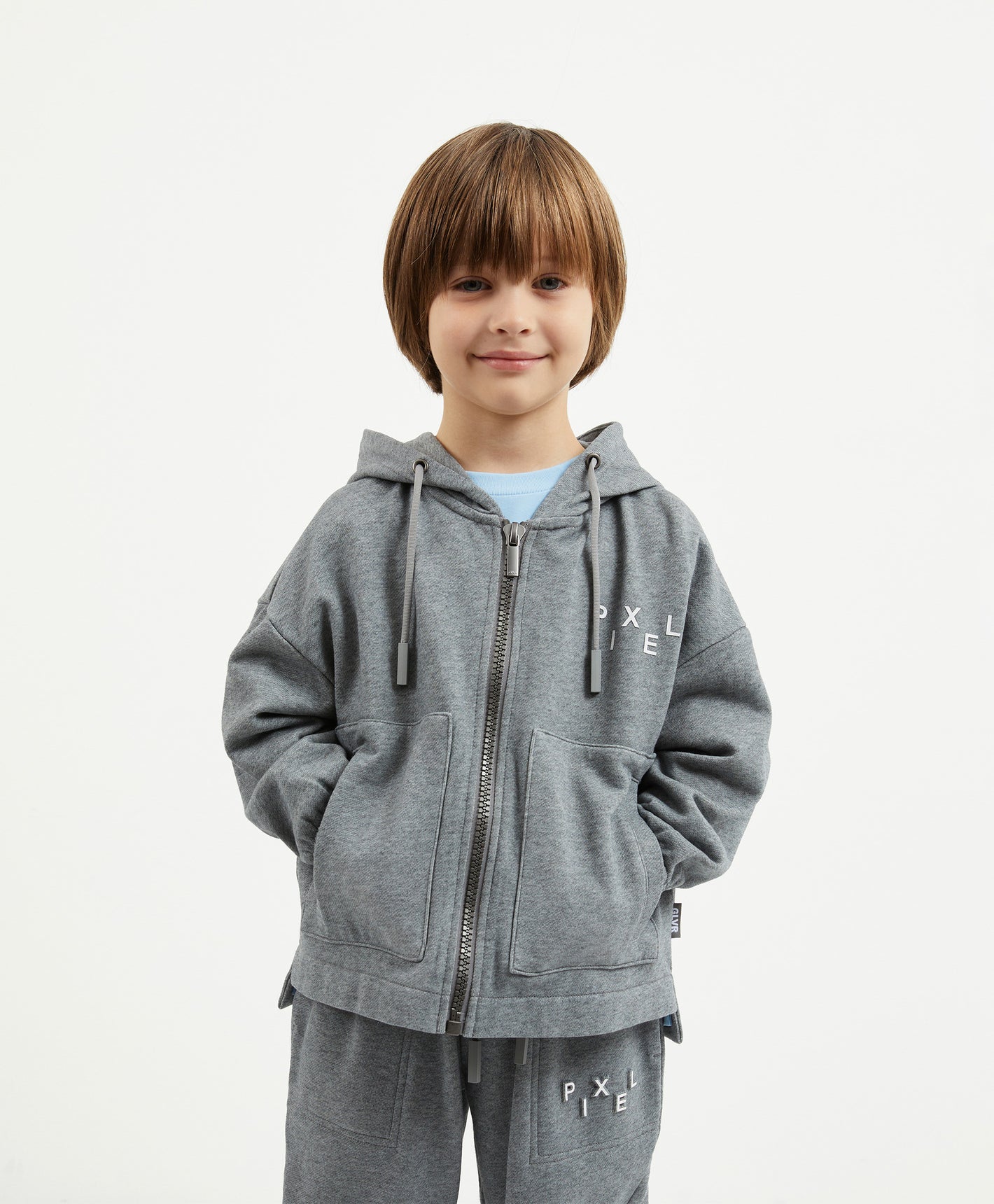 Gulliver Gray Zip Up Hoodies for Boy Mini-Pixels