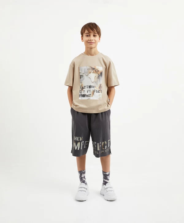 Gulliver Graphite Knit Shorts with Elastic Waist for Boy Junior-Decoupage