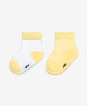 Gulliver Yellow white Socks set of 2 pairs for Girl Baby-Buttercups