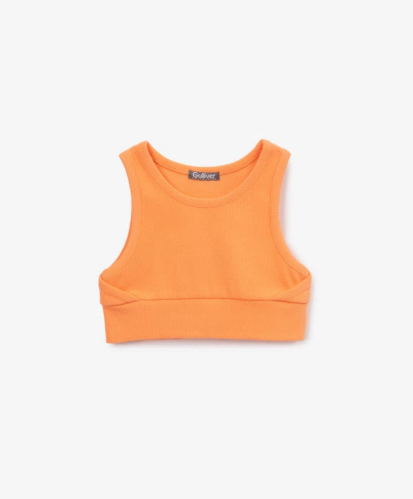 Gulliver  Cropped Ribbed Orange Top for Girl Mini-Court
