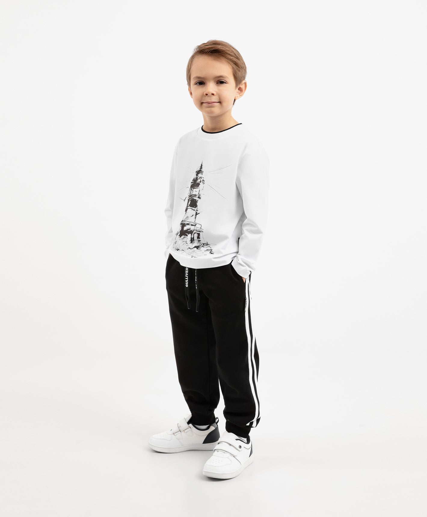 Gulliver Jogger Pants for with Side Stripes Black for Boy Mini-Lighthouse