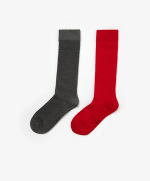 Gulliver 2-Pack Knee-High Socks in Red and Gray for Girls