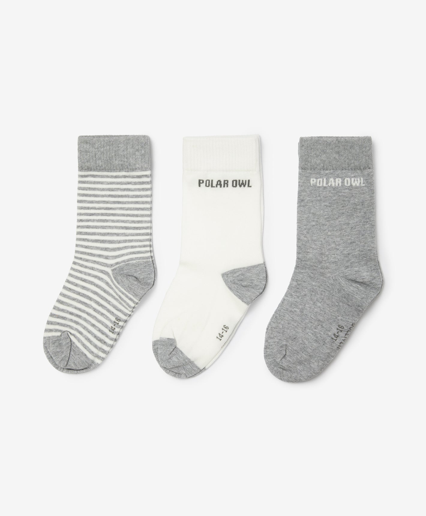 Gulliver Socks, set of 3 pairs Milky color, gray for Girls Mini -Polar Owl