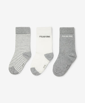 Gulliver Socks, set of 3 pairs Milky color, gray for Girls Mini -Polar Owl