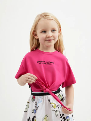 Gulliver Cropped Short-Sleeve T-Shirt with Front Knot for Girl Mini-Smoothie