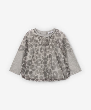 Gulliver Blouse long sleeve Gray for Girls Baby-Snow Leopard