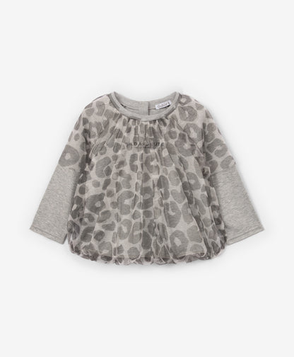 Gulliver Blouse long sleeve Gray for Girls Baby-Snow Leopard