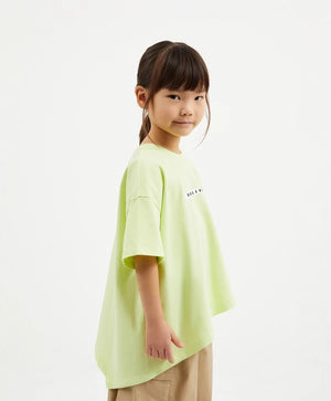 Gulliver Oversized Asymmetrical Lime Green Short Sleeve T-Shirt for Girl Mini-Ecuador