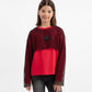 Gulliver Red Knit Long Sleeve Top with Mesh for Girls