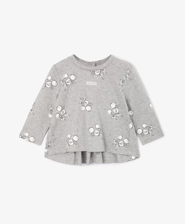 Gulliver Gray Long sleeve with Print and Peplum Back for Baby Girls