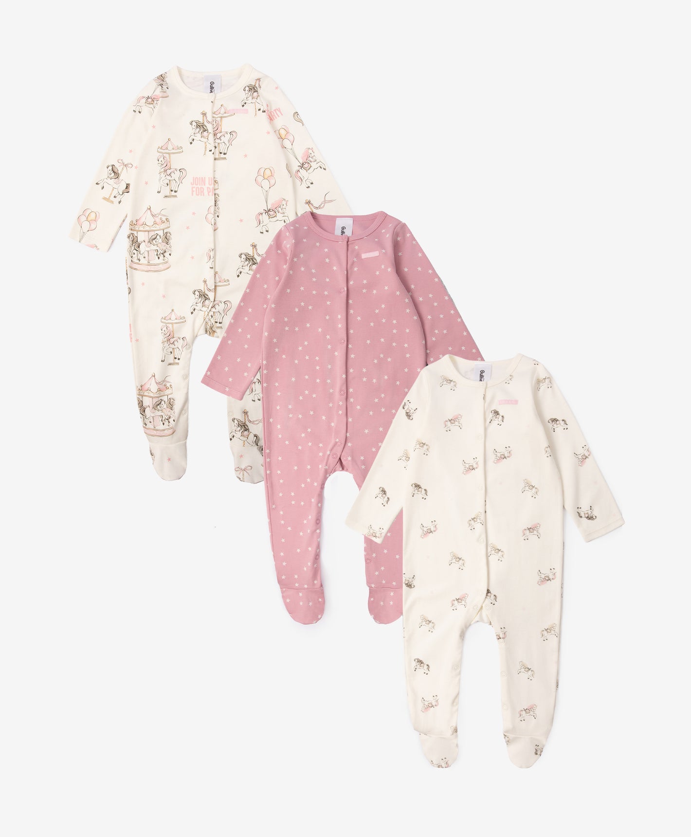 Gulliver Newborn jumpsuit, set 3 of pcs Multicolored for Girls-Carousel