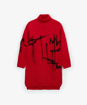 Gulliver Red Knit Dress with Long Sleeves for Girls