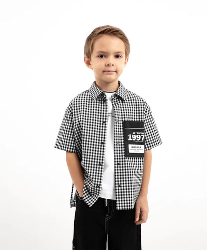 Gulliver Check Short Sleeve Button-Up Shirt for Boy Mini-Lighthouse