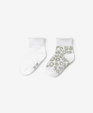 Gulliver Socks, set of 2 pairs White for Girls- Snow Leopard