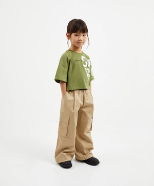 Gulliver Beige Poplin Palazzo Pants with Cargo Pockets for Girl Mini-Ecuador
