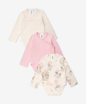 Gulliver Newborn bodysuit, set of 3 pcs Multicolored for Girls-Carousel