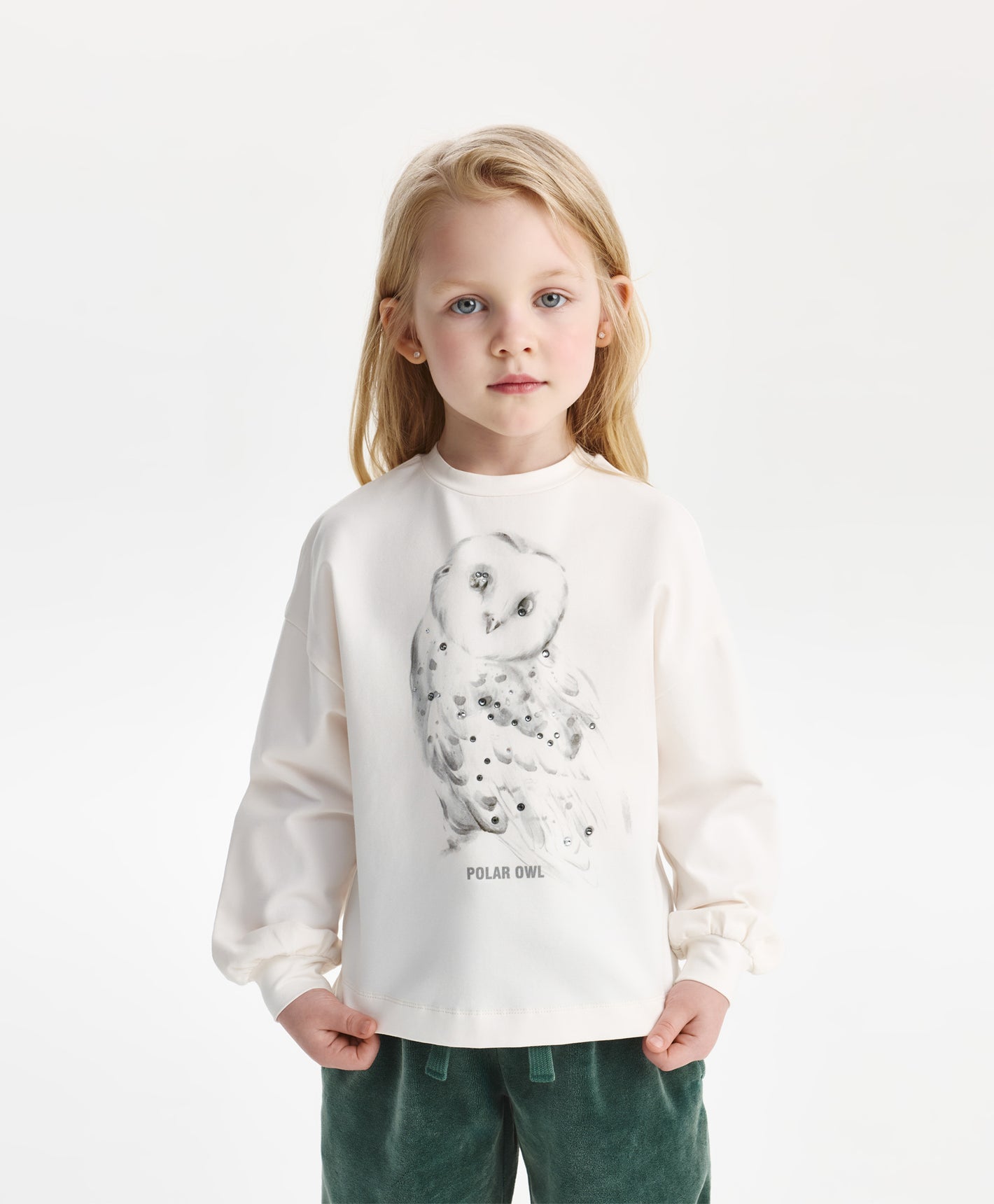 Gulliver Long sleeve t-shirt Milky color for Girls Mini - Polar Owl