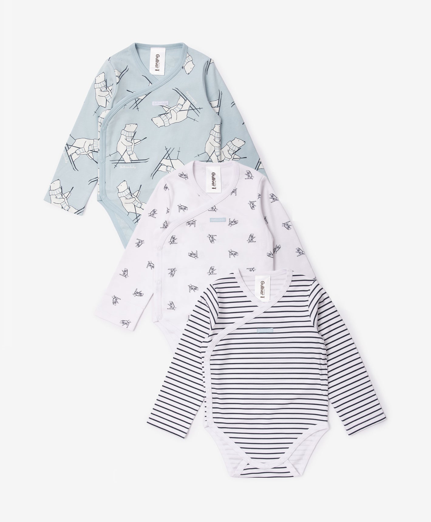 Gulliver Newborn bodysuit, set of 3 pcs Multicolored for Boys-North Pole