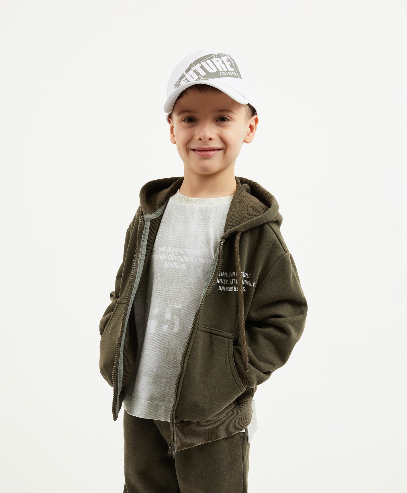 Gulliver Khaki Zip-Up Hoodies for Boy Mini-Expedition