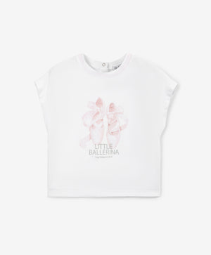 Gulliver White Short Sleeve T-shirt for Girl Baby-Pointe Shoes
