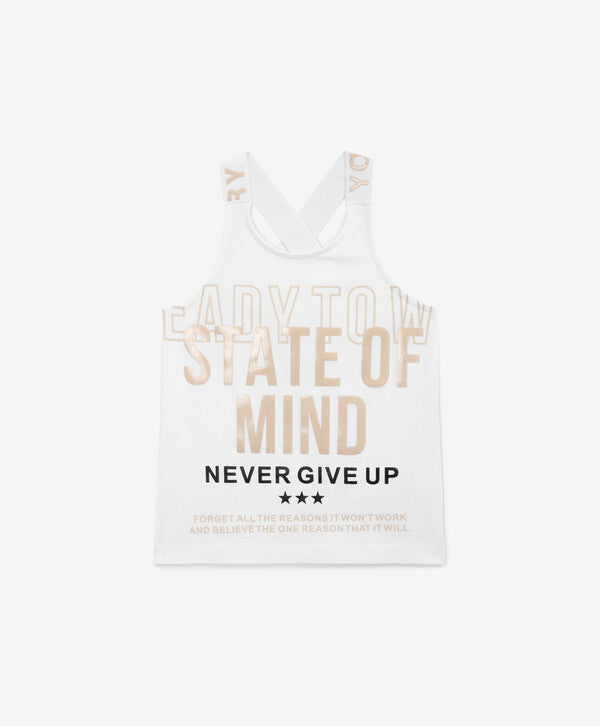 Gulliver White Tank Top with Graphic Text for Girls