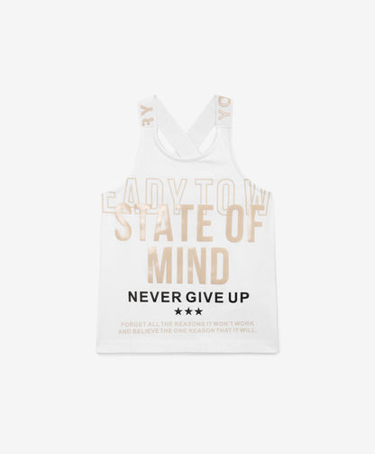 Gulliver White Tank Top with Graphic Text for Girls