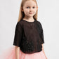 Gulliver Girls Pink Cropped Blouse with Black Mesh and Sequins Mini-Rose Quartz