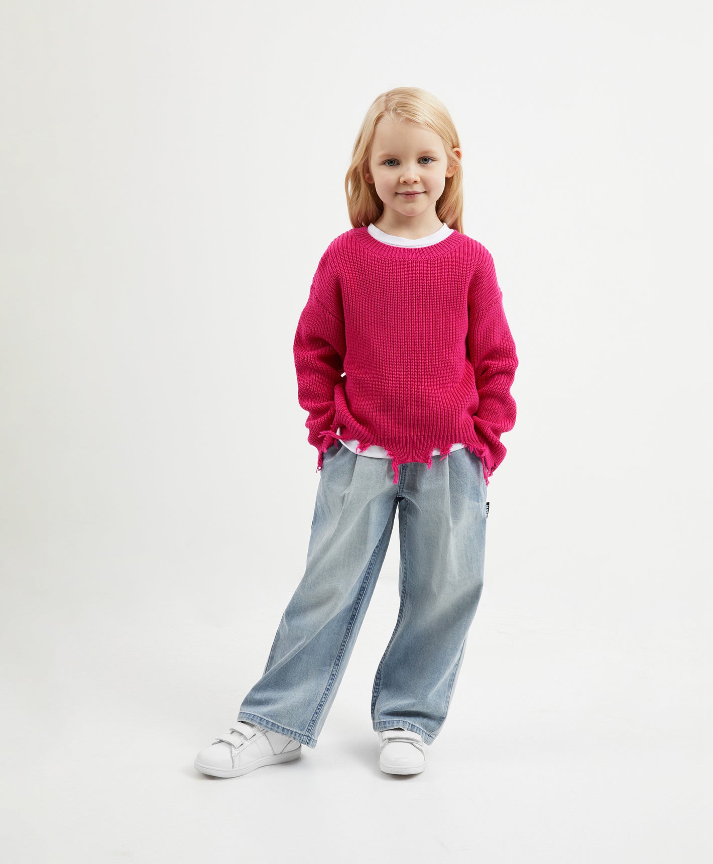 Gulliver Light Blue Wide Leg Denim Pants with Elastic Waist for Girl Mini-Smoothie