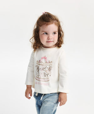 Gulliver Long sleeve t-shirt Milky color for Girls-Carousel
