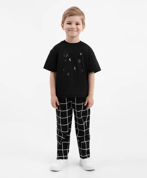 Gulliver Slim-Fit Checkered Black Trousers for Boys
