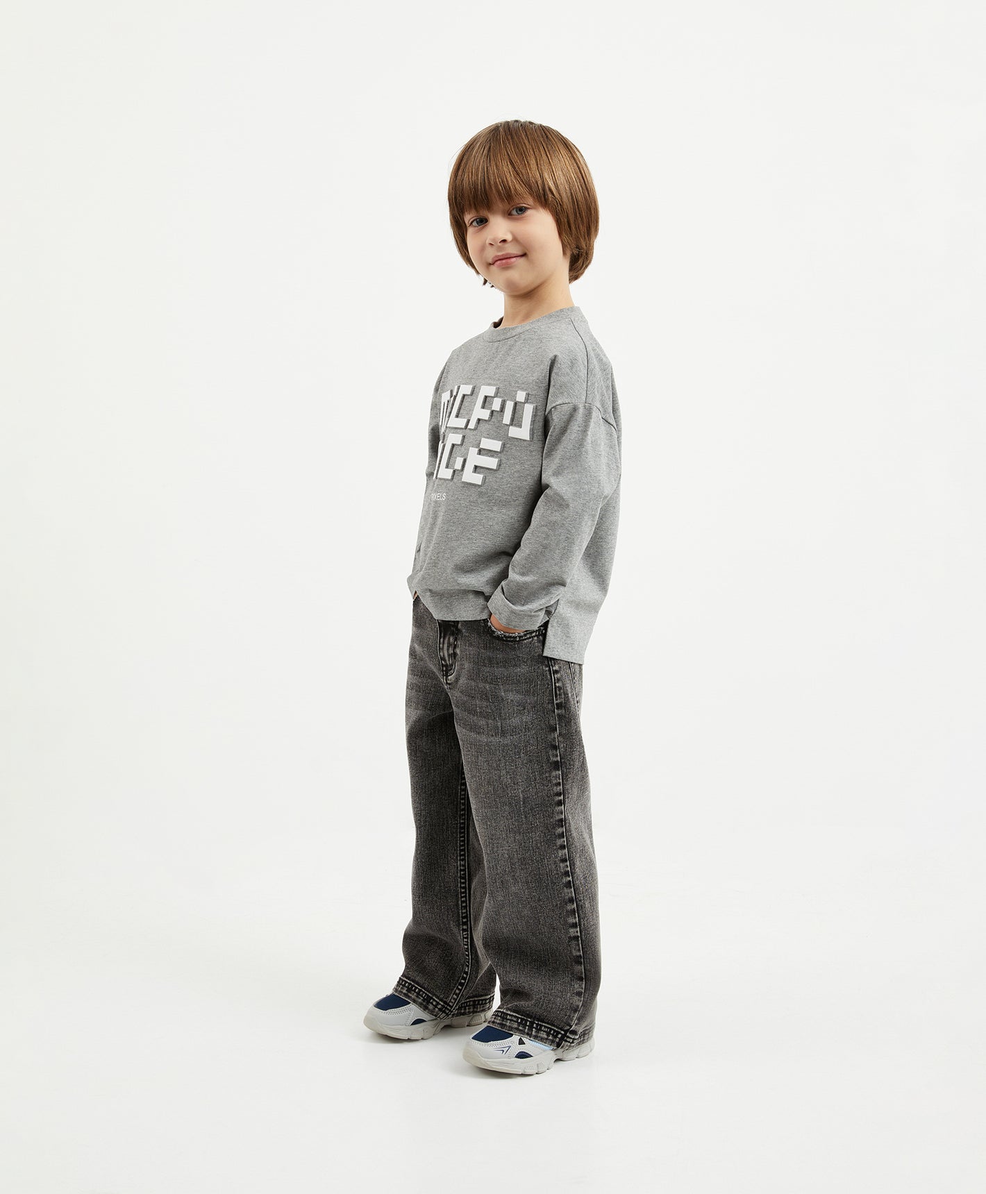Gulliver Gray High Rise Wide Leg Jeans for Boy mini-Pixels