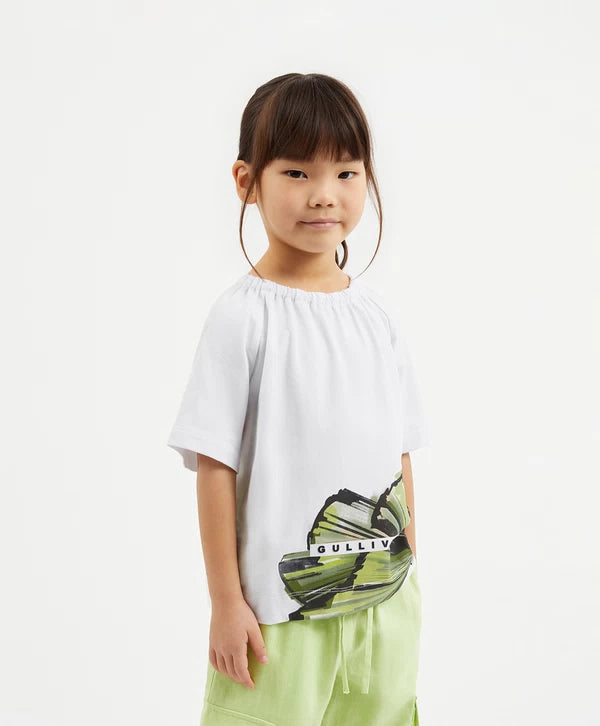 Gulliver White Raglan Short-Sleeve T-Shirt for Girl Mini-Ecuador