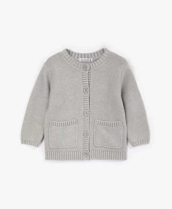 Gulliver Knitted Gray Cardigan for Baby Girls