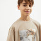 Gulliver Beige Relaxed Fit Short Sleeve T-Shirt for Boy Junior-Decoupage