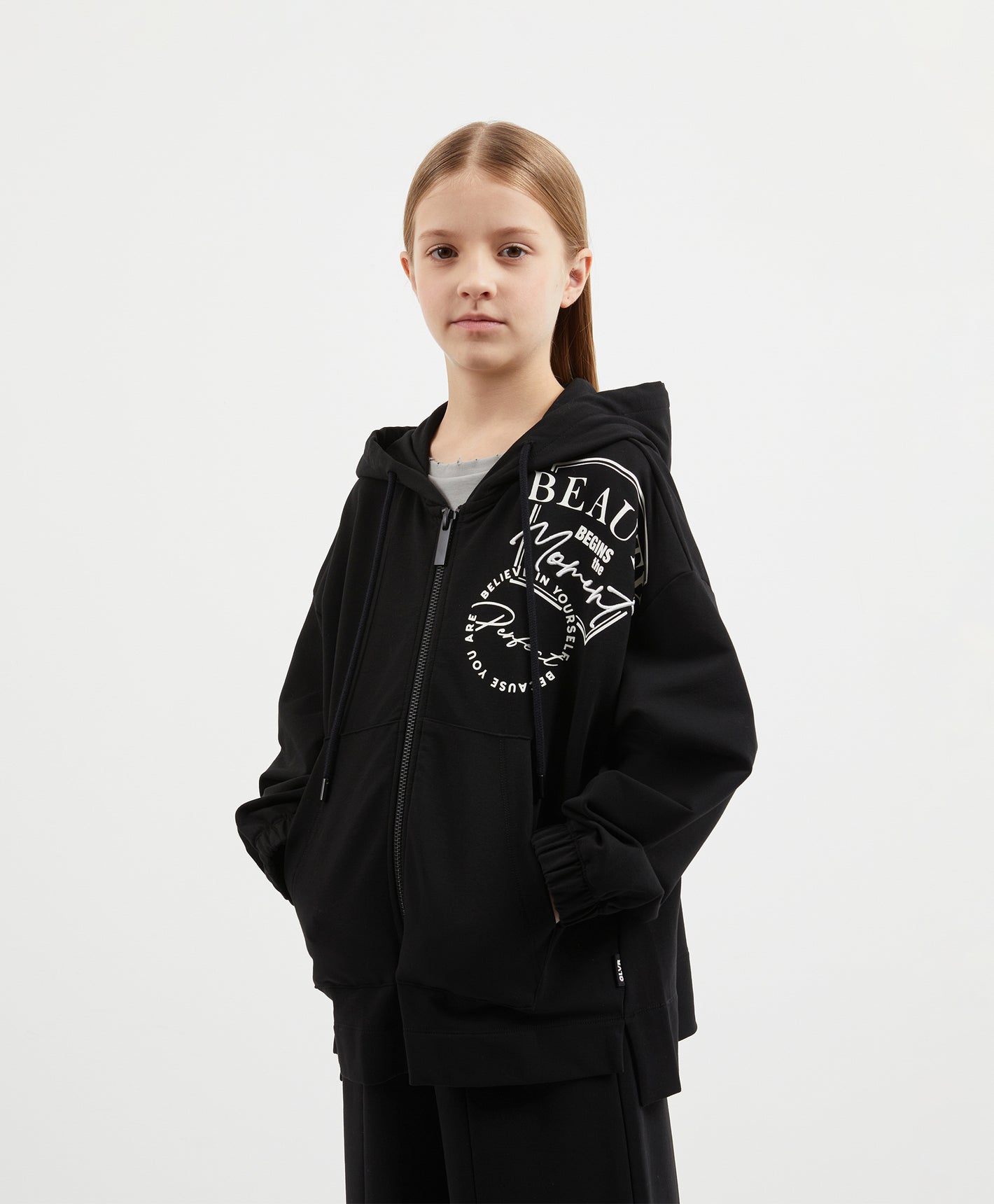 Gulliver Black Zip Up Hoodies for Girl Junior-Arboretum