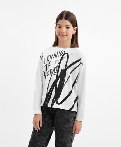 Gulliver White Long Sleeve T-Shirt for Girls - Junior