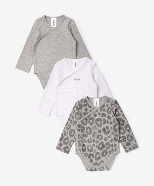 Gulliver Newborn bodysuit, set of 3 pcs Gray for Unisex-Snow Leopard