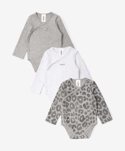 Gulliver Newborn bodysuit, set of 3 pcs Gray for Unisex-Snow Leopard