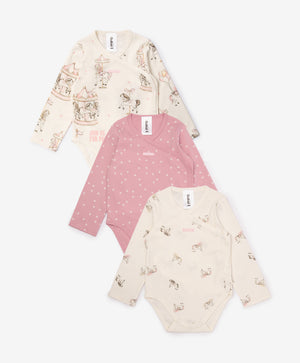 Gulliver Newborn bodysuit, set of 3 pcs Multicolored for Girls-Carousel