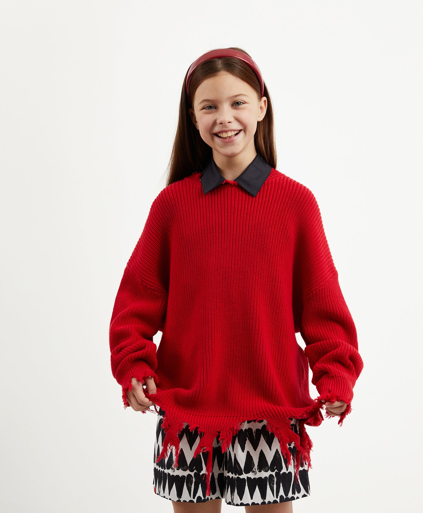 Gulliver Red Sweater for Gilr Junior-Hot Heart