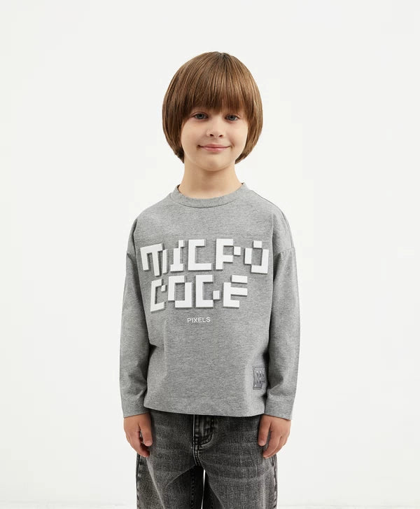 Gulliver Gray Long Sleeve Top Straight Fit for Boy Mini-Pixels