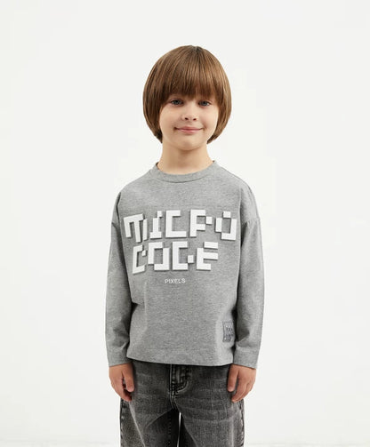Gulliver Gray Long Sleeve Top Straight Fit for Boy Mini-Pixels