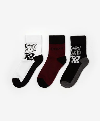 Gulliver Black, burgundy, white Socks, set of 3 pairs for Boys