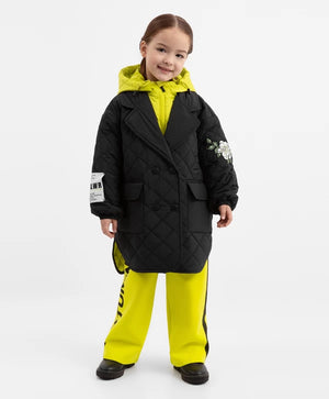 Gulliver Quilted Black Mid-Season Coat with Detachable Hooded Bib
