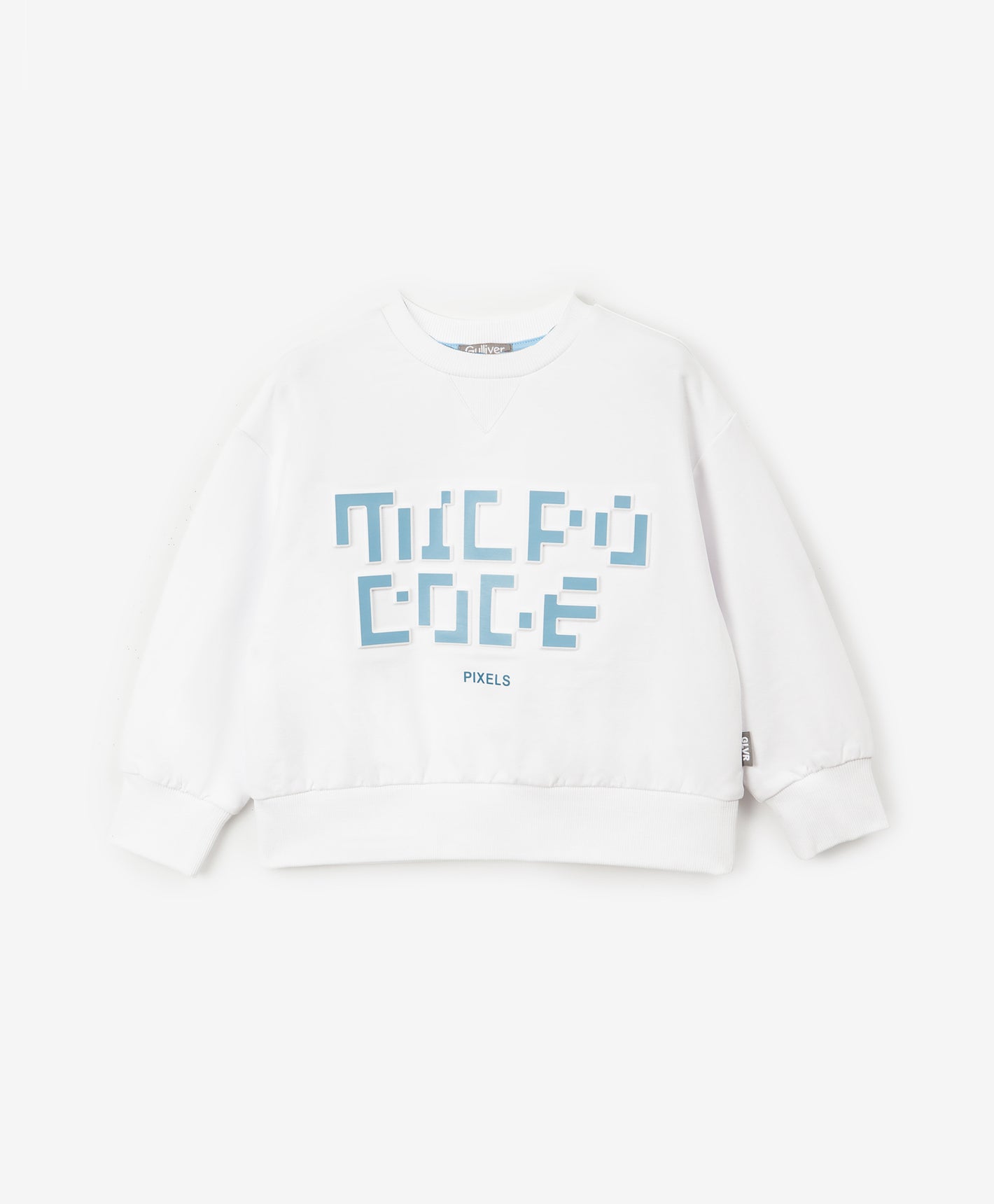 Gulliver White Relaxed Fit Sweatshirt with 3D Embossing for Boys MIni-Pixels