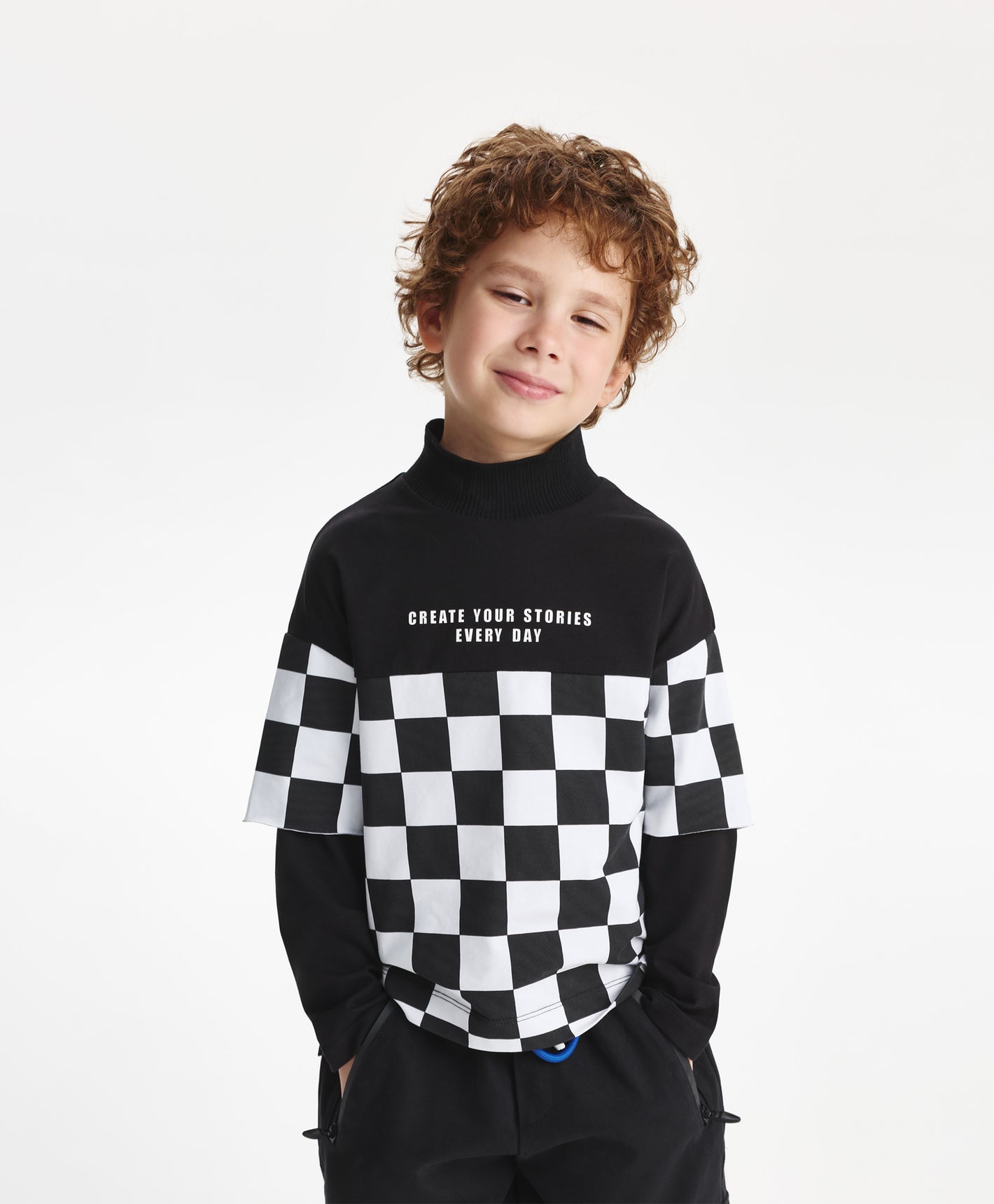 Gulliver Turtleneck Black and white for Boys Mini-Drafting