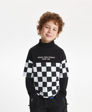 Gulliver Turtleneck Black and white for Boys Mini-Drafting